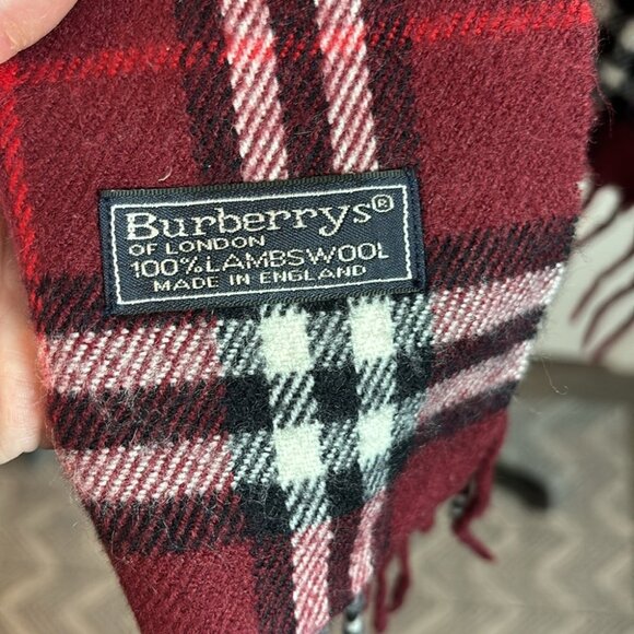 Vintage Burberrys of London Red Plaid Wool Scarf - Picture 4 of 5